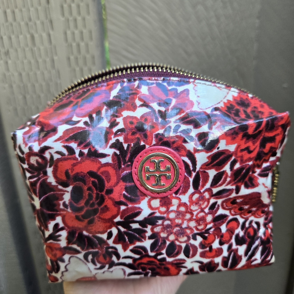 Tory Burch Red Floral Cosmetic Bag - Picture 6 of 16